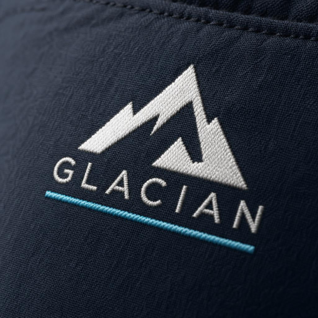 Glacian embossed logo close-up