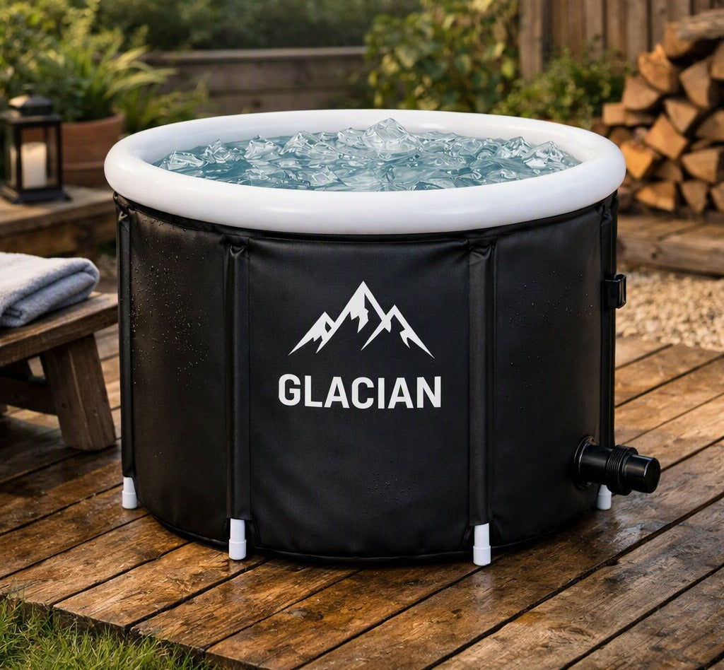 Glacian tub on a wooden deck